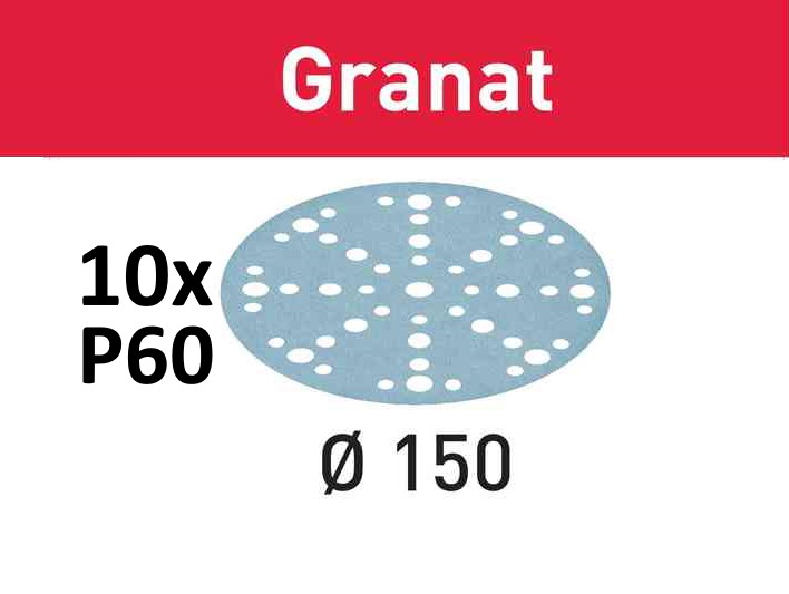 Festool Schleifscheibe Granat STF D150/48 P60 GR/10 - 575155 - 10 Stück