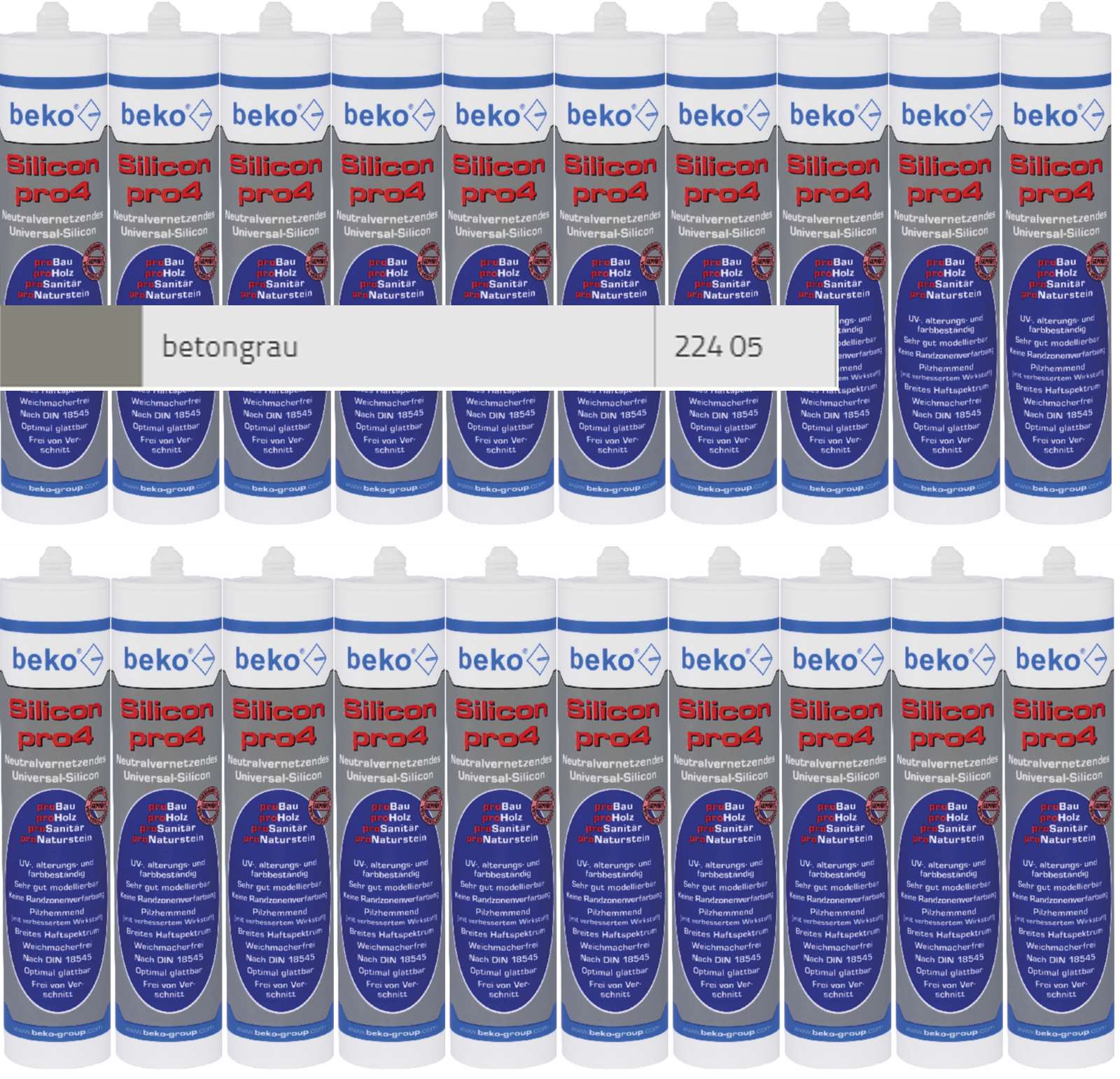 Beko 20x pro4 Premium-Silicon 310ml - 1 Karton - betongrau