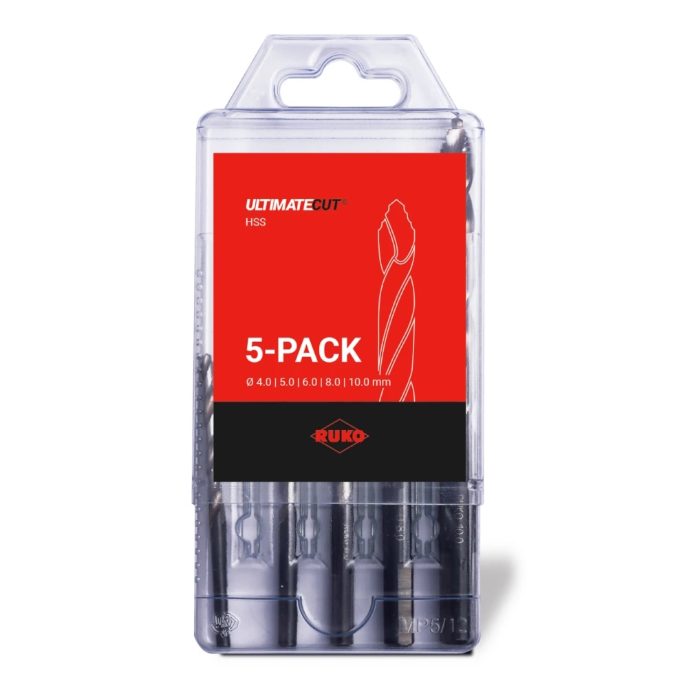 Ruko Ultimatecut Spiralbohrer-Satz DIN338 Typ FT HSS 5-tlg. in Kunststoffbox