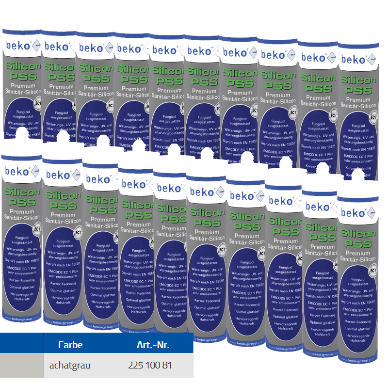 Beko 20x Premium Sanitär Silicon 310ml - PSS Silicon Premium - achatgrau