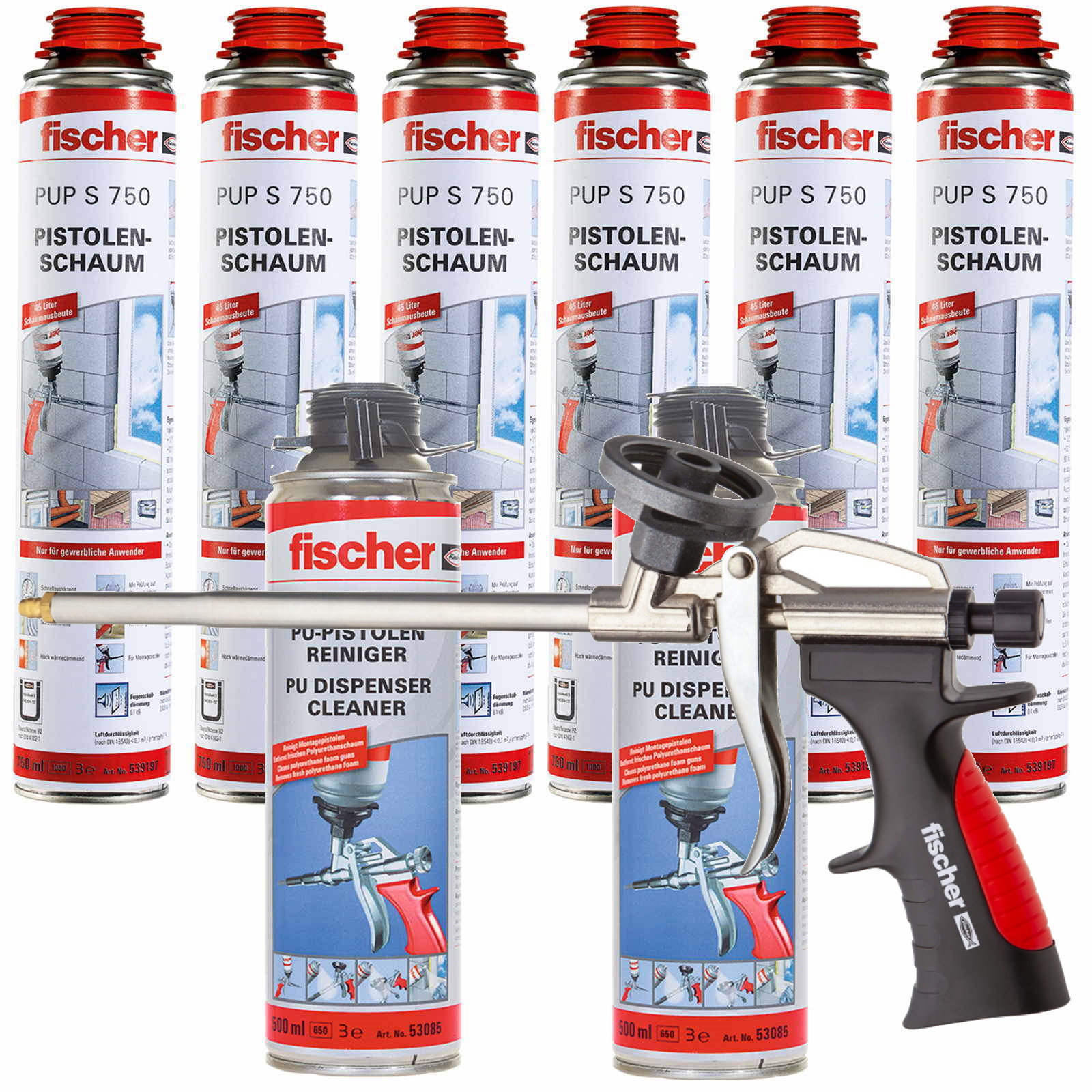 Pistolenschaum 2 x 750 ml + 1 Metall Schaumpistole + 1 Reiniger Bauschaum Pistolenschaum 2 x 750 ml + 1 Metall Schaumpistole + 1 Reiniger Bauschaum