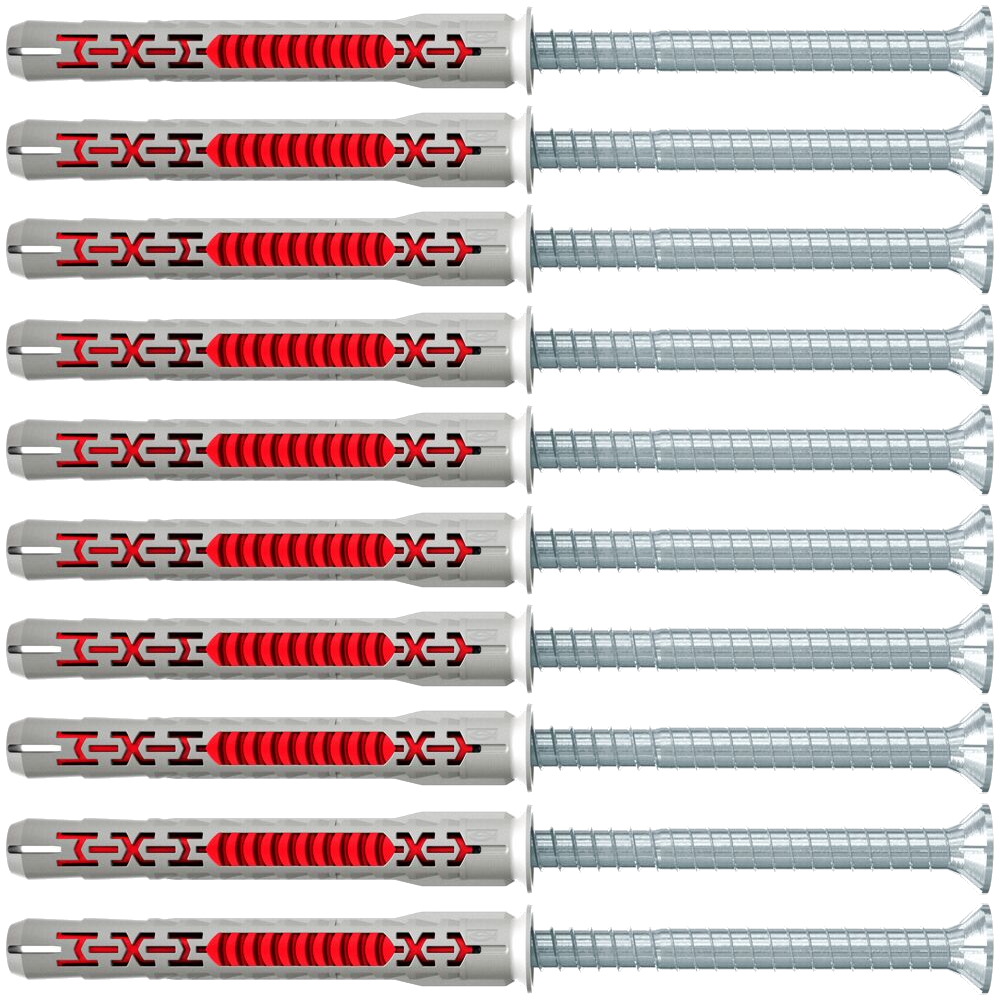 Fischer Langschaftdübel duoxpand 8 x 80 T Senkkopfschraube - 10 Stück - 562149