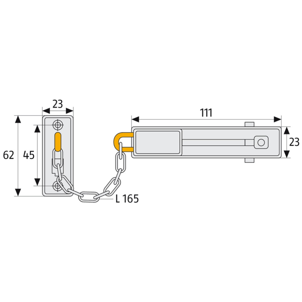 Abus Türkette vernickelt - 165mm Kettenlänge - gehärtete Stahlkette - SK66 N