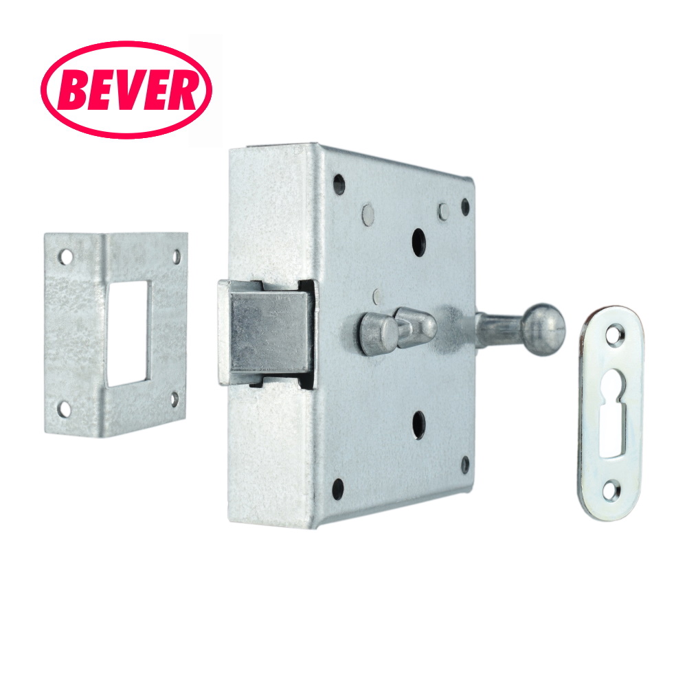 Bever Knopffallenschloss - rechts - links - BB - mit Schlüssel - Schild - Blech