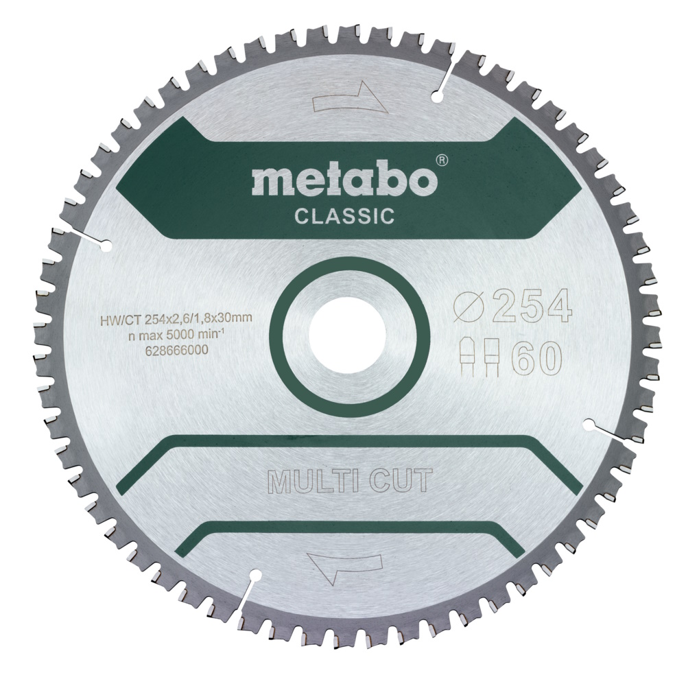 Metabo Kreissägeblatt 254 x 30 mm – multi cut classic – 60 Zähne FZ/TZ 