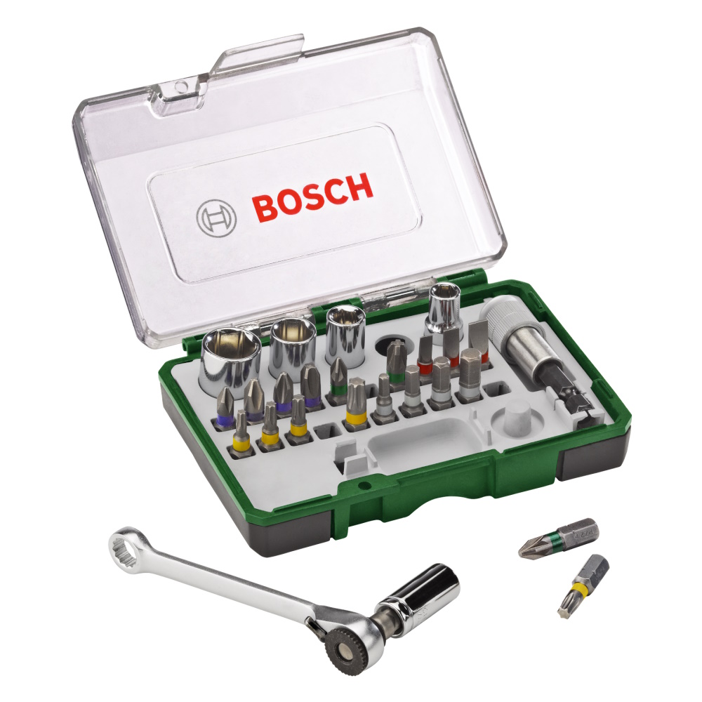 Bosch Bit-Set - Schrauberbit- und Ratschen-Set - farbcodierte Bits - 27-teilig