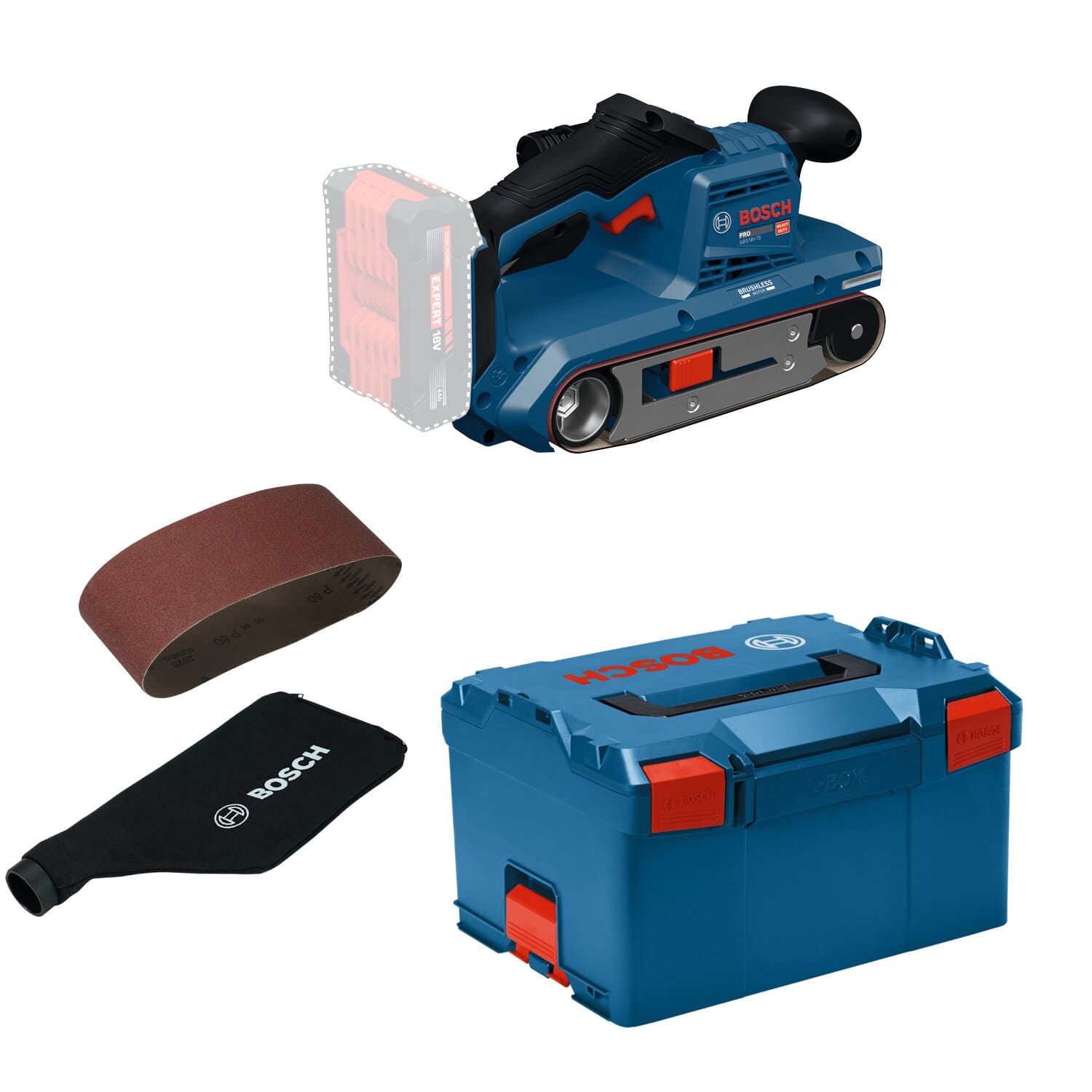 Bosch Akku Bandschleifer PRO GBS18V-75 - 18V - 75 mm - Brushless - in L-BOXX