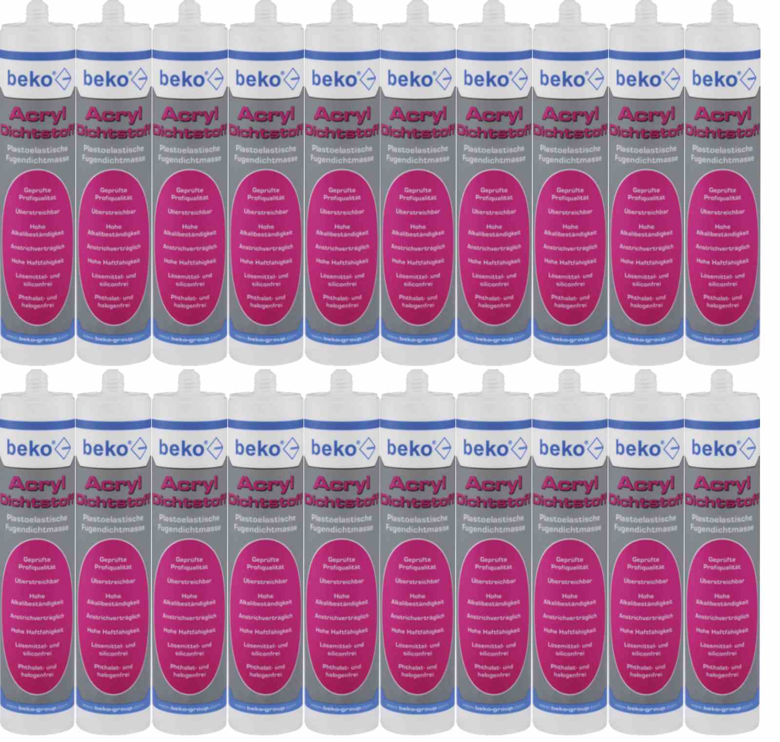 Beko 20x Acryl Acryldichtstoff 310ml - weiß - Fugendichtmasse