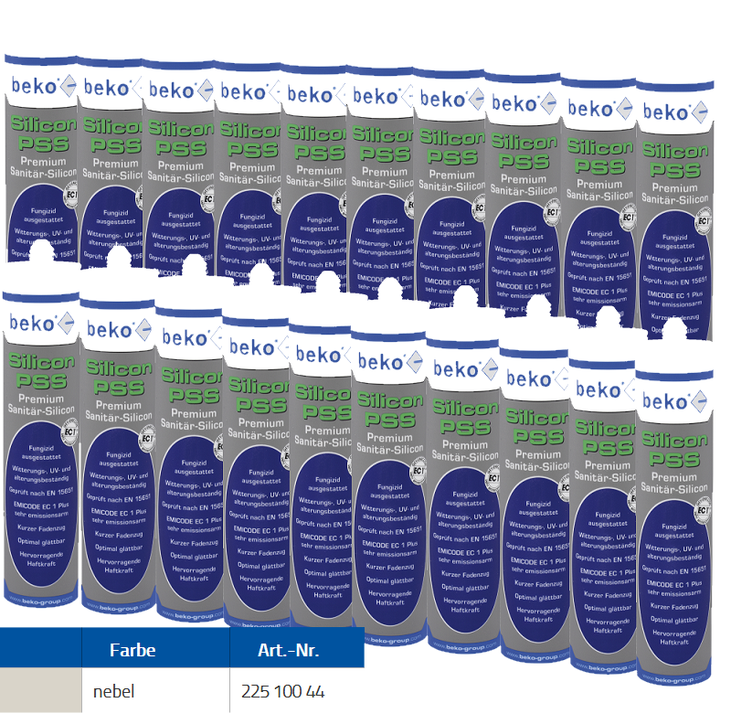 Beko 20x Premium Sanitär Silicon 310ml - PSS Silicon Premium - nebel