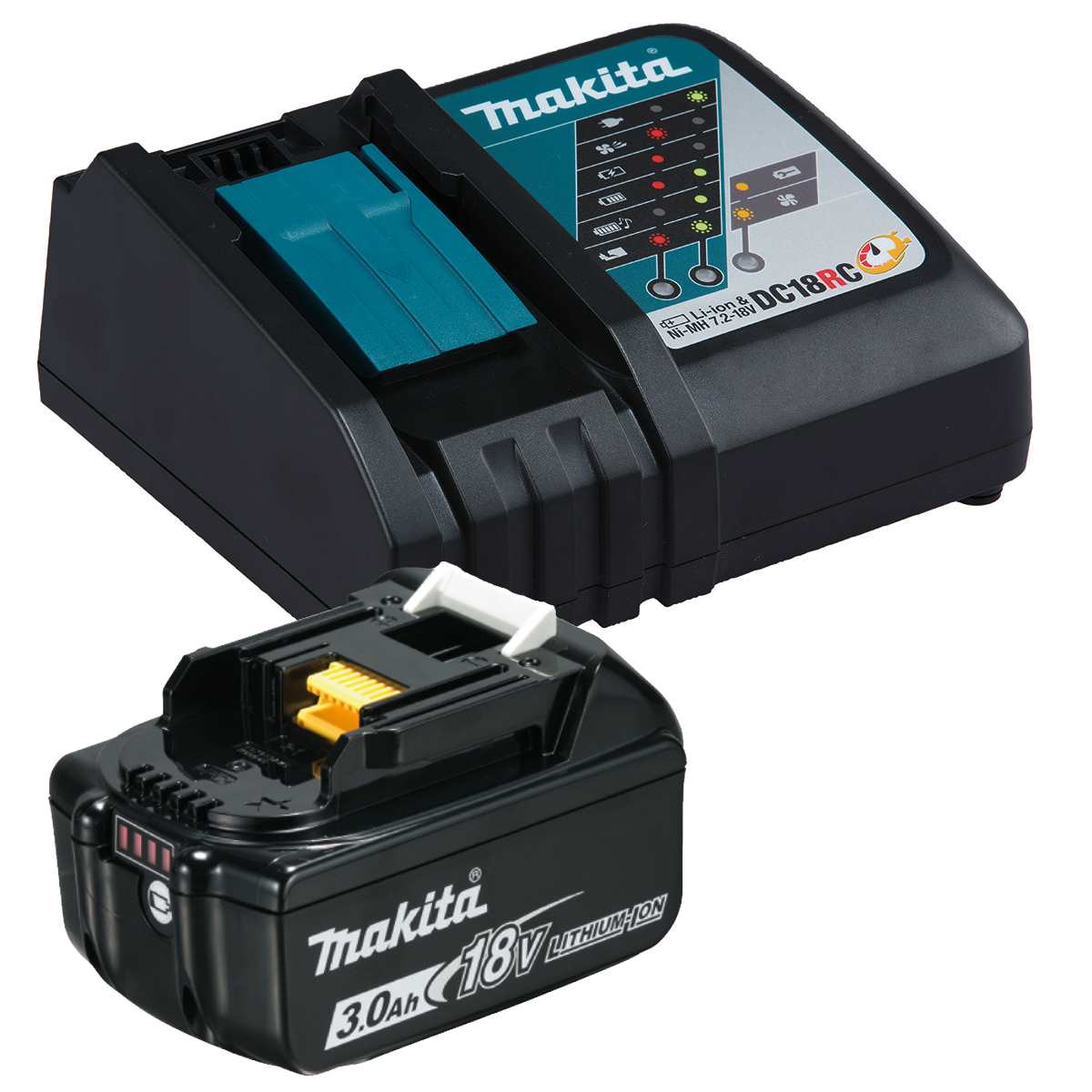 Makita Akku Set 1x Akku BL1830B 3Ah 18V + Ladegerät DC18RC - Power Source Kit 