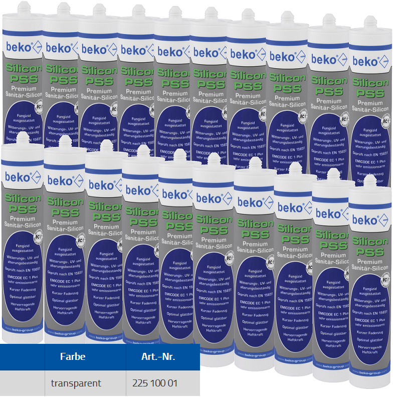Beko 20x Premium Sanitär Silicon 310ml - PSS Silicon Premium - transparent