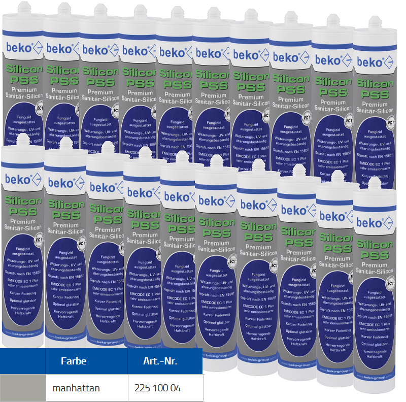 Beko 20x Premium Sanitär Silicon 310ml - PSS Silicon Premium - manhattan