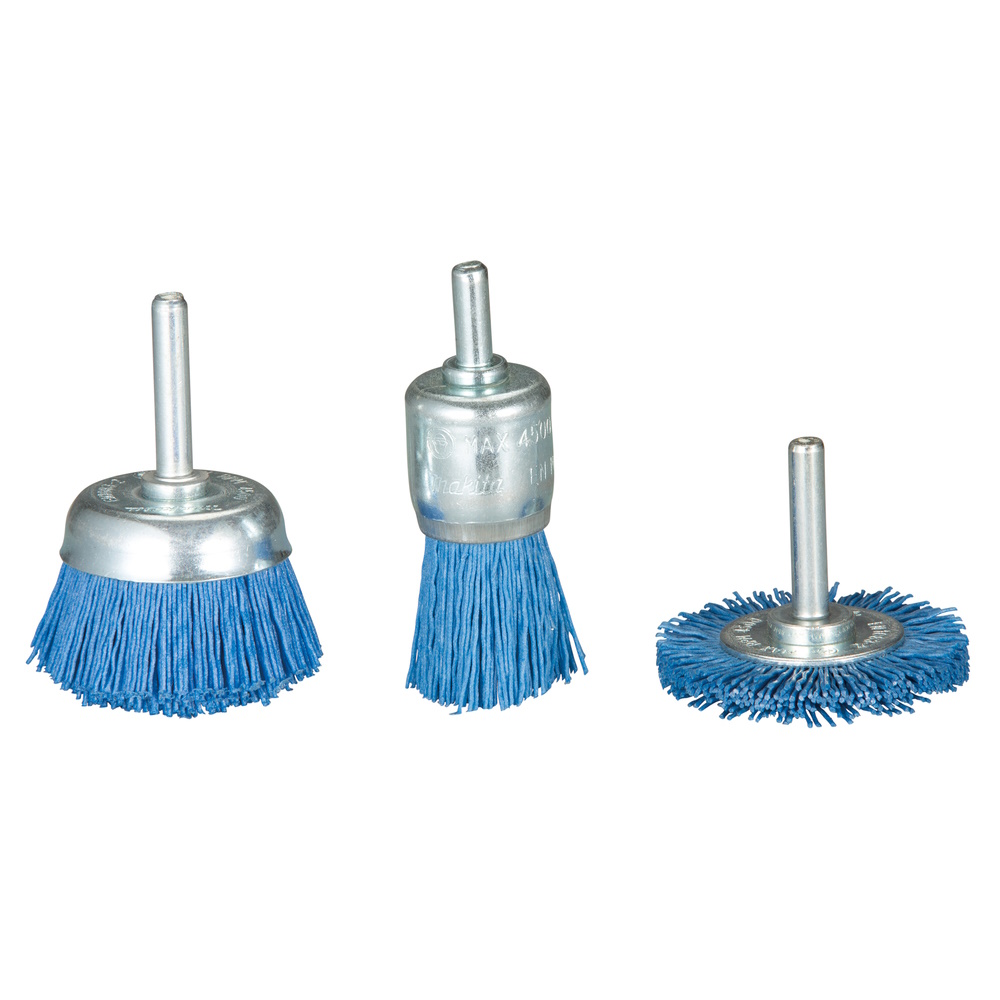 Makita Nylonbürsten Set fein 3-teilig – Körnung 240 – Rundschaft 6 mm - D-70758