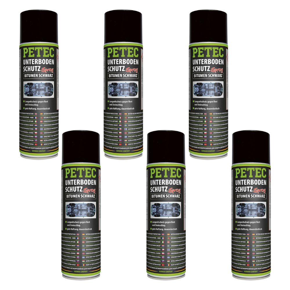 Petec Unterbodenschutz Bitumen - Spraydose - schwarz Set - 6 Stück - 73150