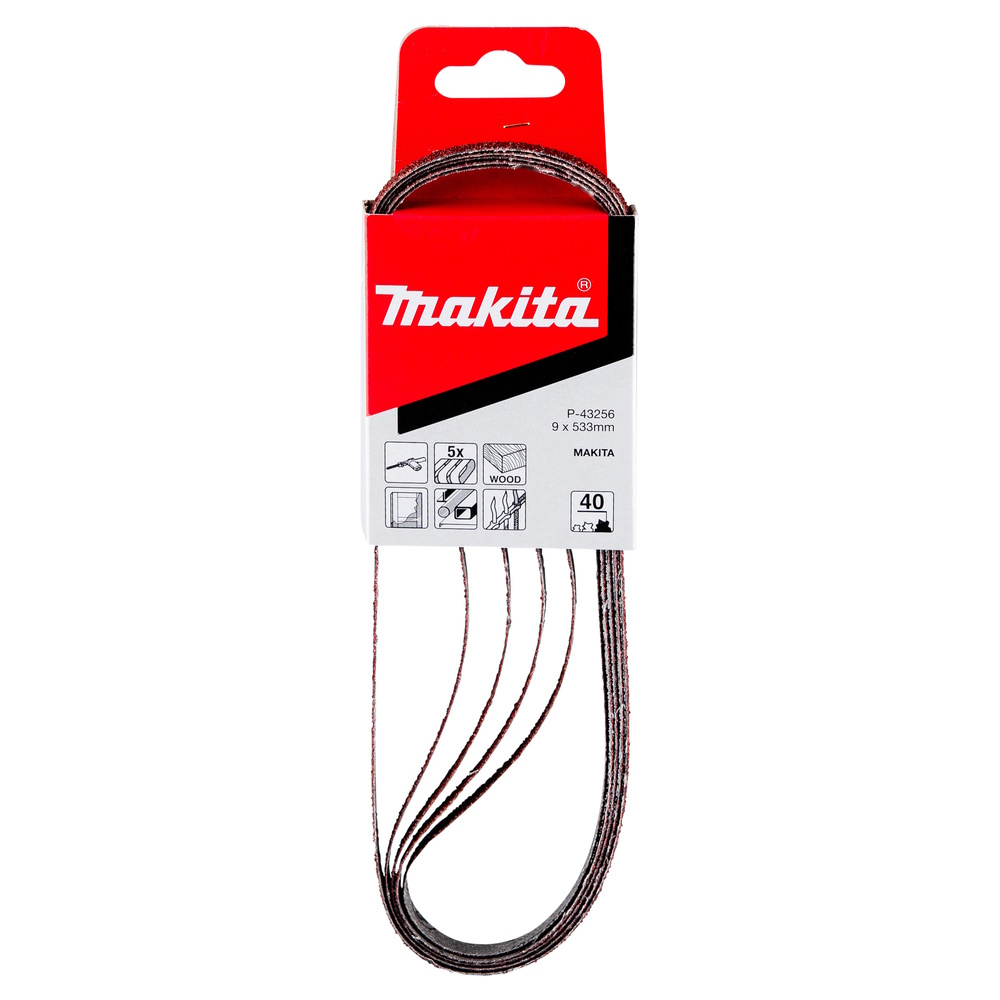 Makita Schleifband – für Holz und Metall - 9 x 533 mm K40 - 5erSet - P-43256