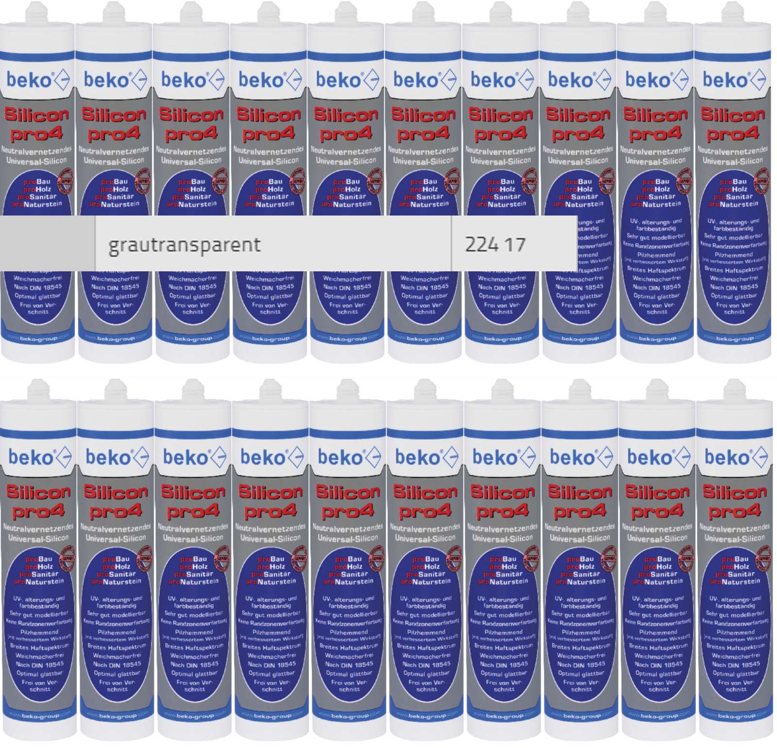 Beko 20x pro4 Premium-Silicon 310ml - 1 Karton - grautransparent