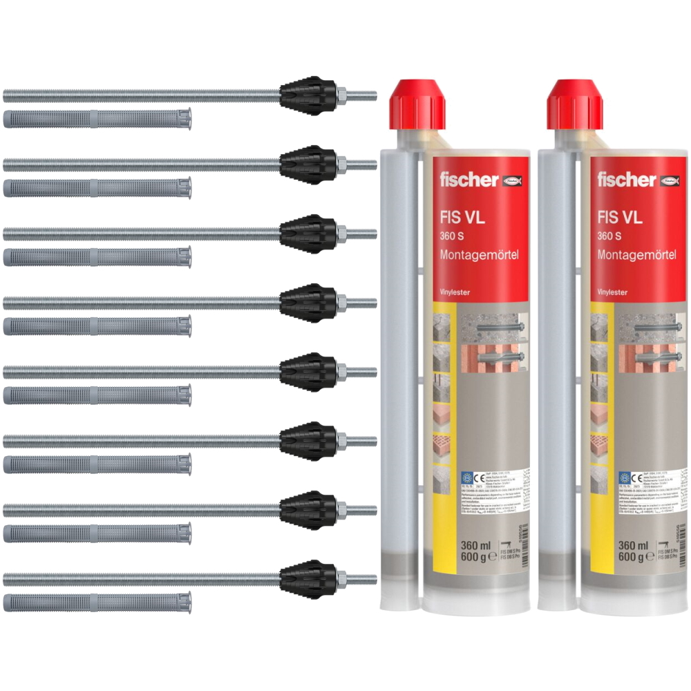 Fischer Thermax Set - 8x THERMAX M16/170 M12 - 2x Montagemörtel FIS VL 360 S