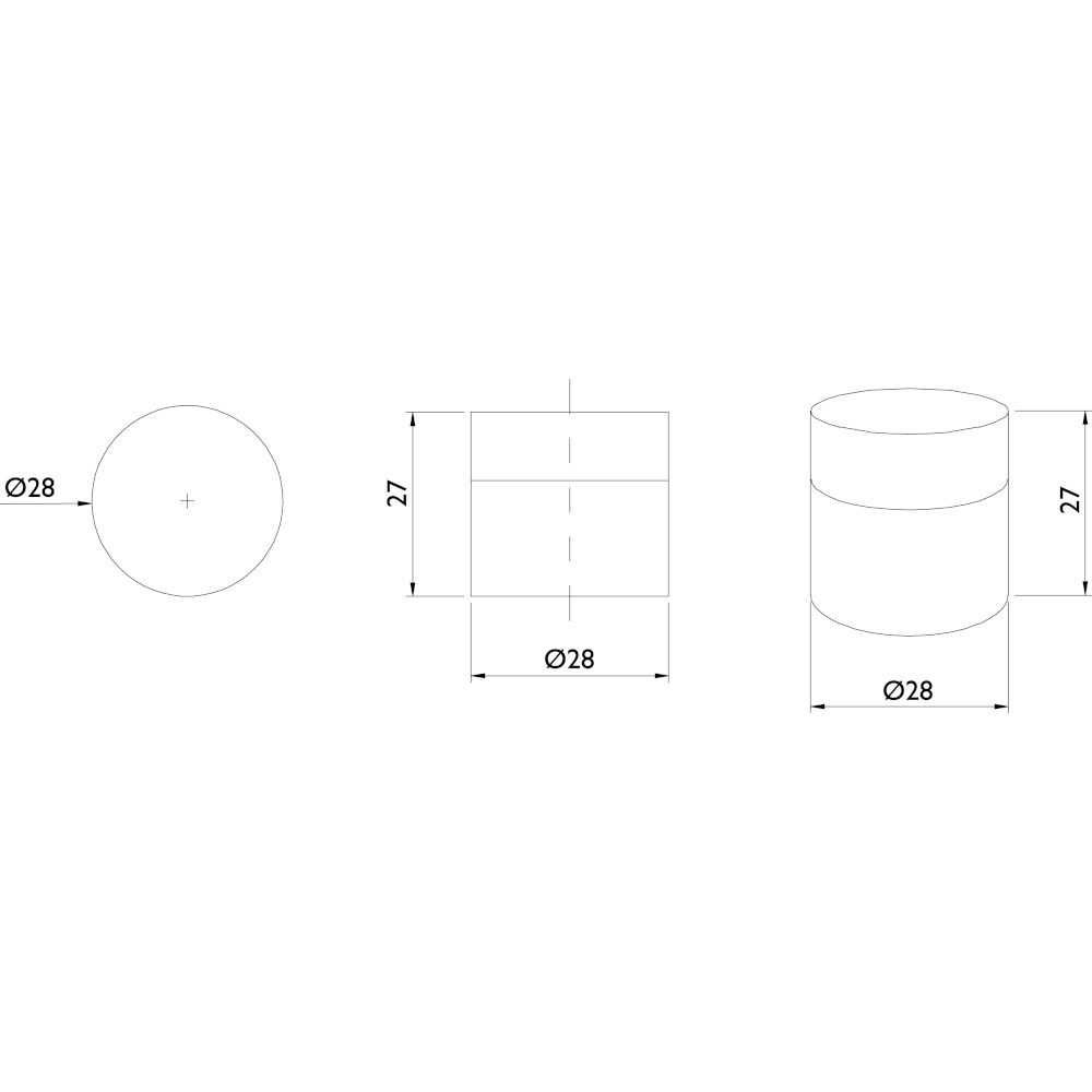 Hermat Wandtürstopper 3692 TS Edelstahl matt Ø 28 mm Länge 27 mm