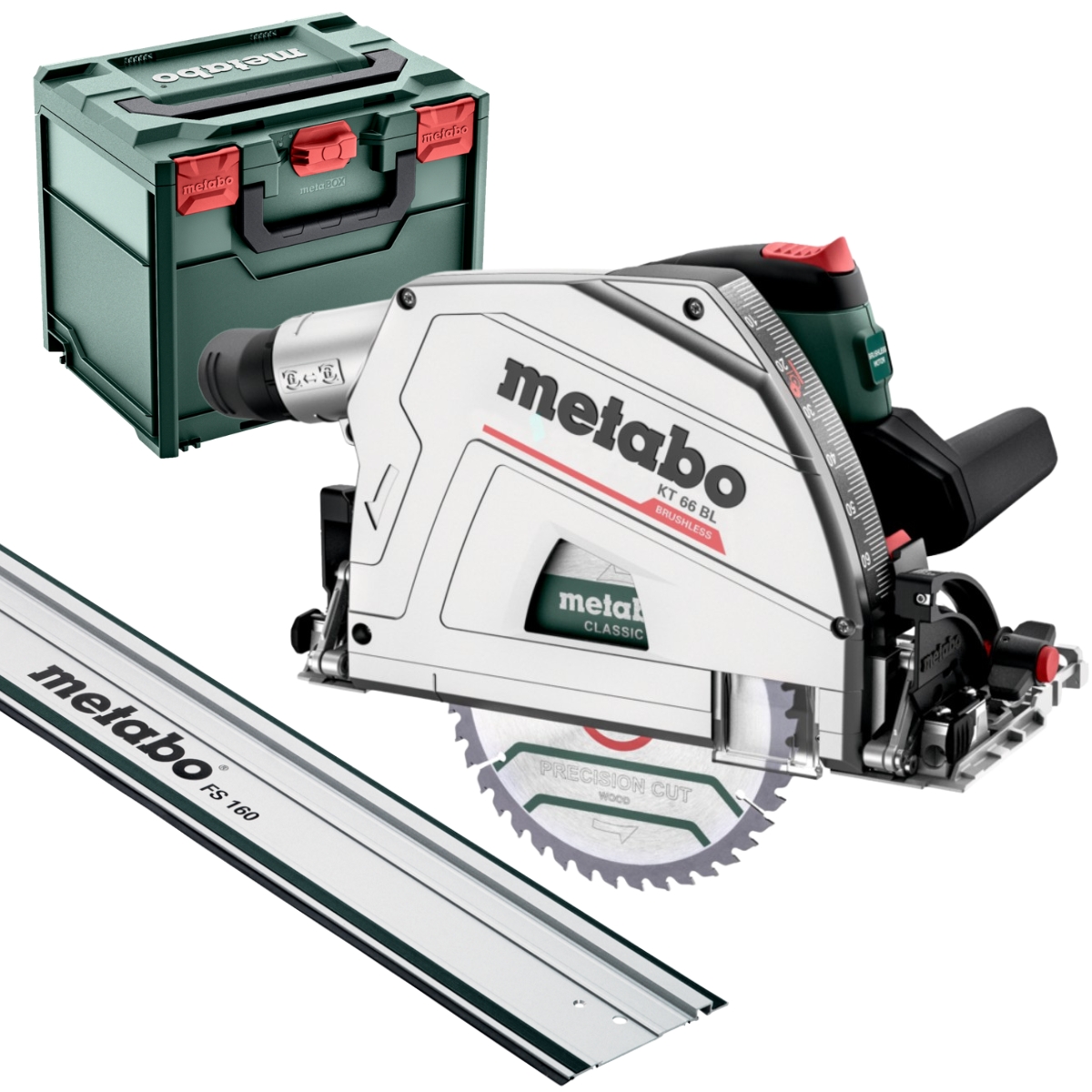 Metabo KT 66 BL Tauchkreissäge Set mit Führungsschiene FS 160, 1200 W