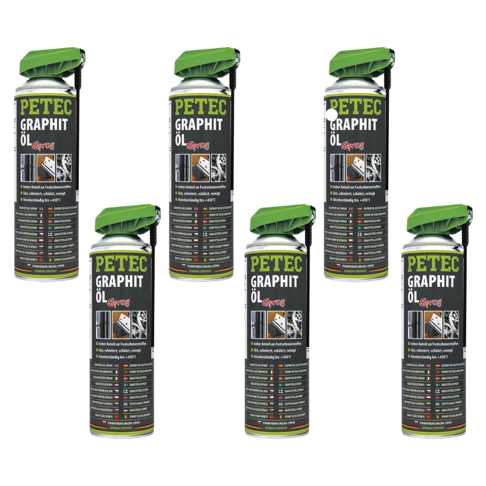 Petec Graphitöl Spray -  Spraydose - bis 450 Grad Set - 6 Stück - 72250