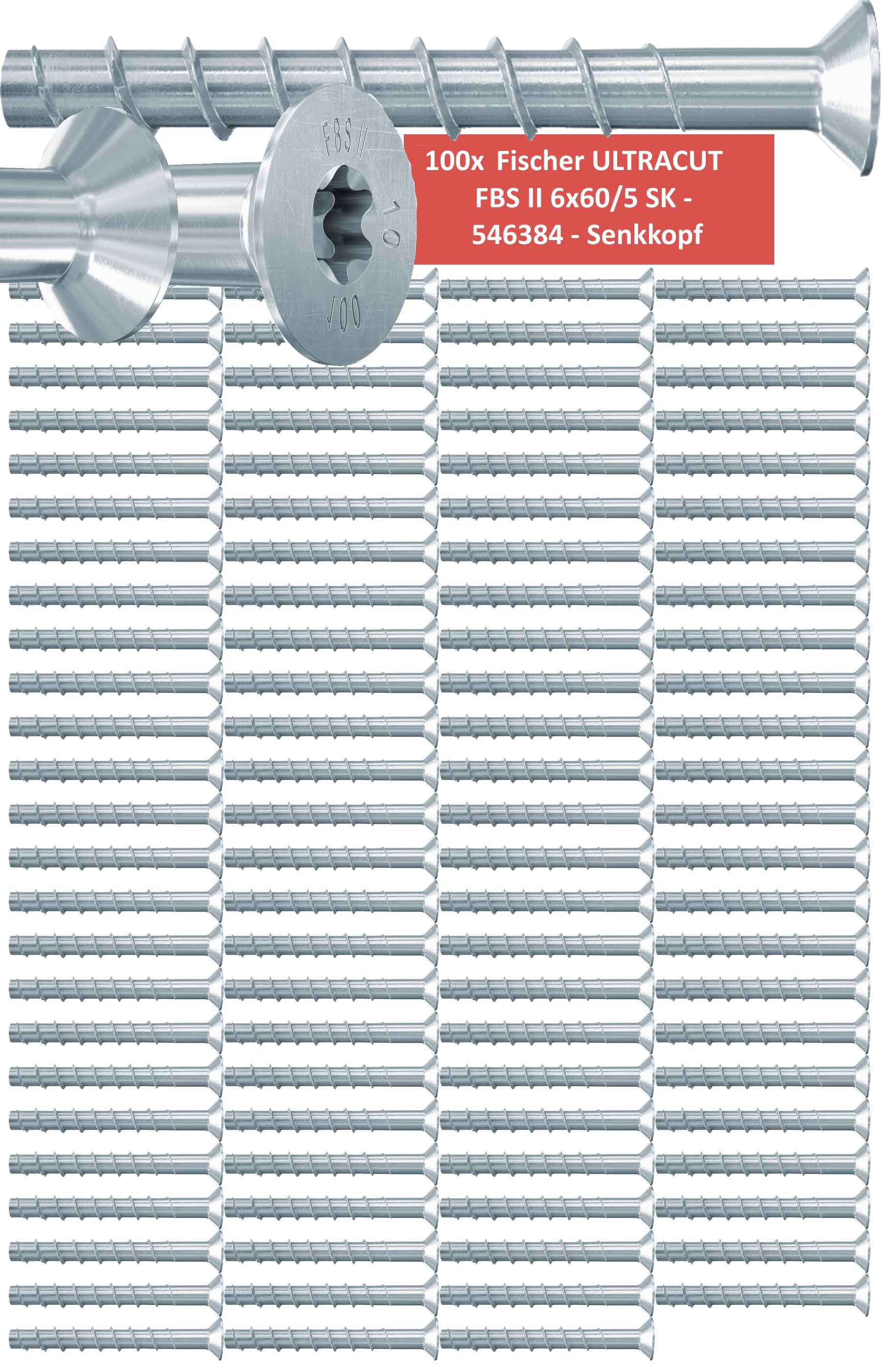 Fischer Betonschrauben Senkkopf UltraCut FBS II 6x60/5 SK - 100 Stück - 546384