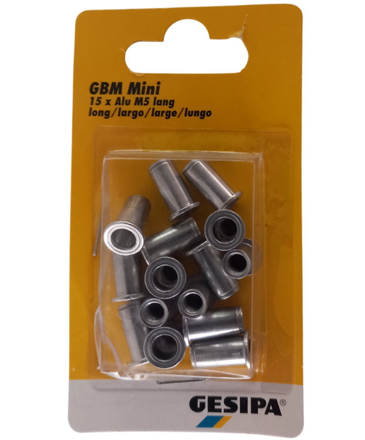 Gesipa Blindnietmuttern Mini-Pack - 15 Stück - M 5 Lang - Alu - 1433672