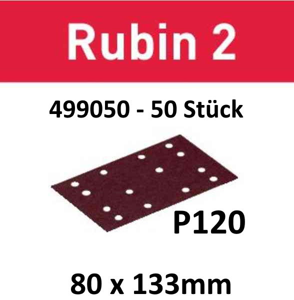 Festool Schleifstreifen Rubin 2 - STF 80X133 P120 RU2/50 - 499050 - 50 Stück