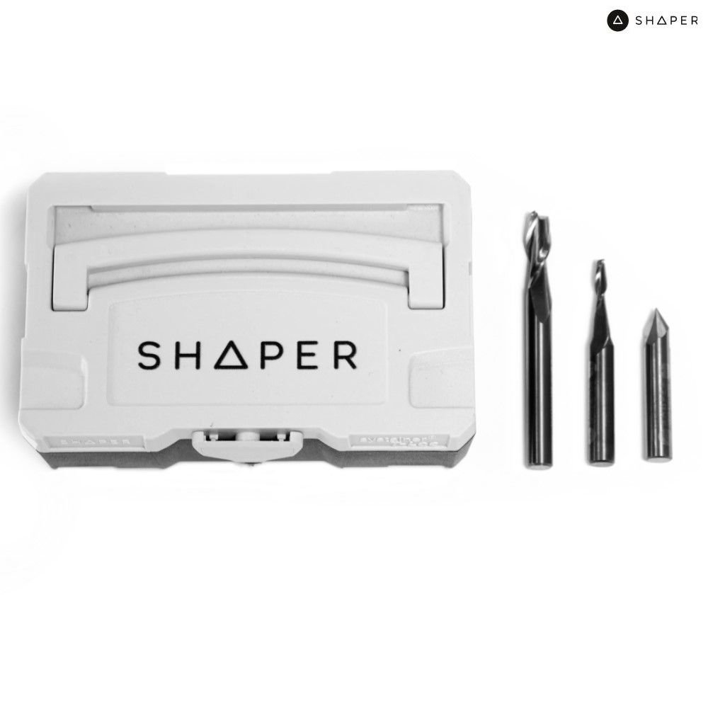 Shaper Basis Fräser-Set - je 1x 3mm und 6mm Sprialnutfräser - 1x Gravierfräser