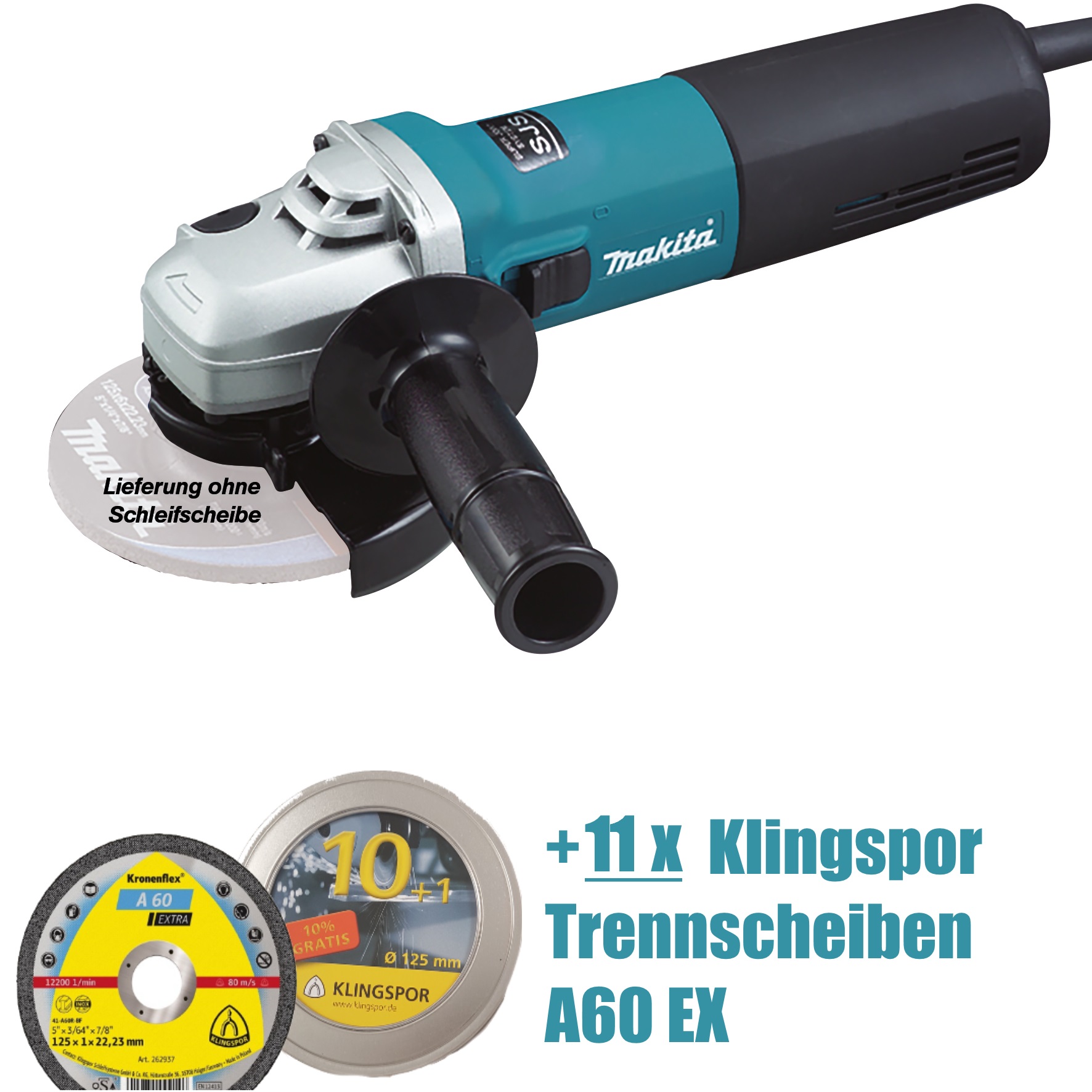 Makita 9565HRZ Winkelschleifer 125mm - 1100W - 11x Trennscheiben 1mm