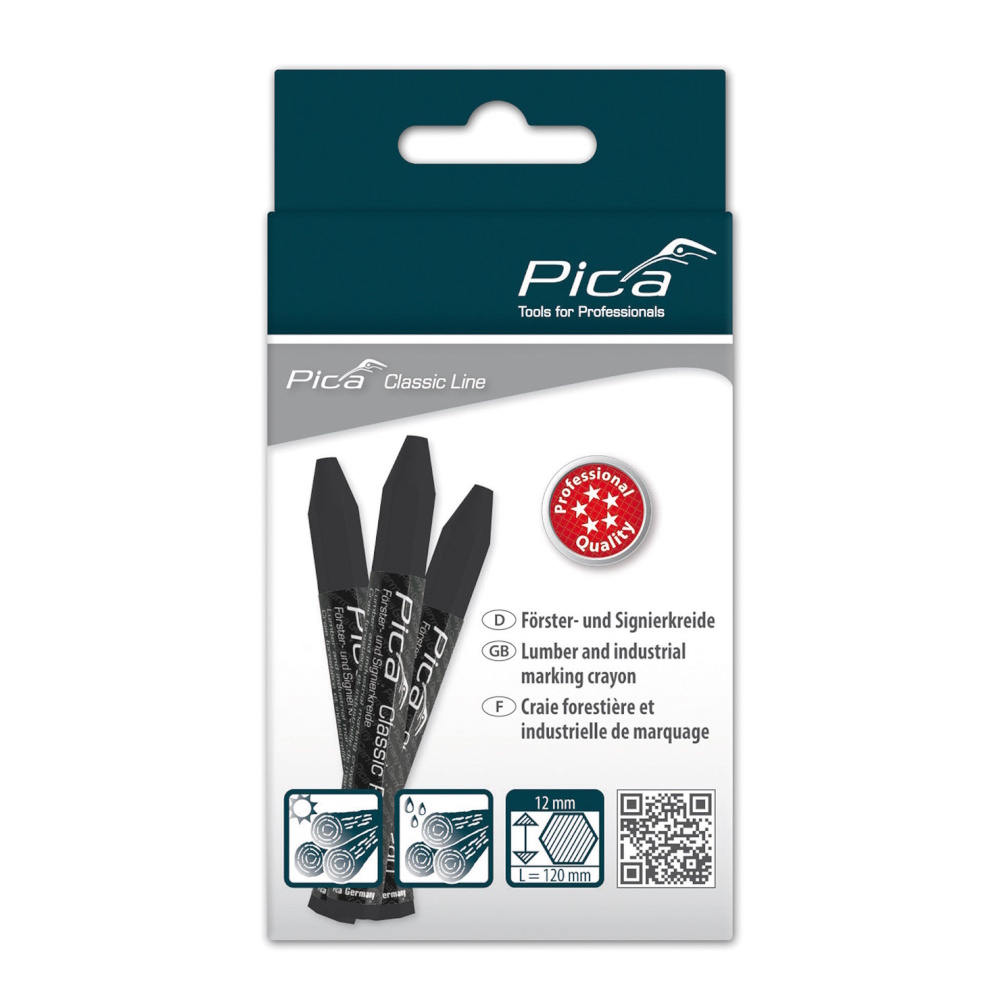 Pica Signierkreide ECO - Förster- & Signierkreide schwarz - 11x110mm -12 Stück