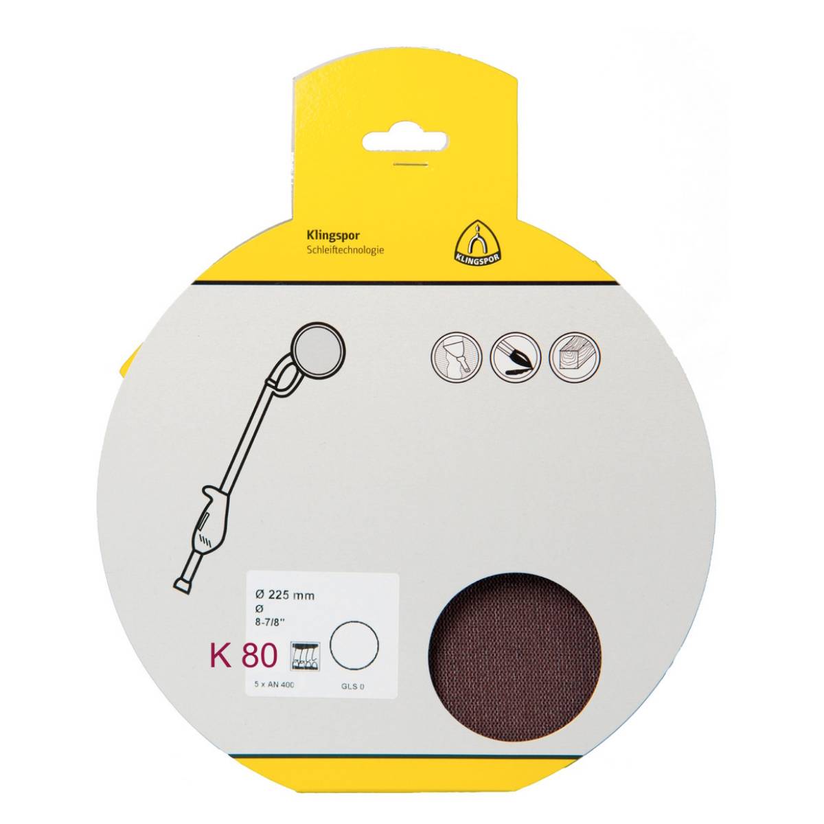Klingspor Schleifgitter AN 400 SB verpackt - 225 mm Ø - kletthaftend - K 80