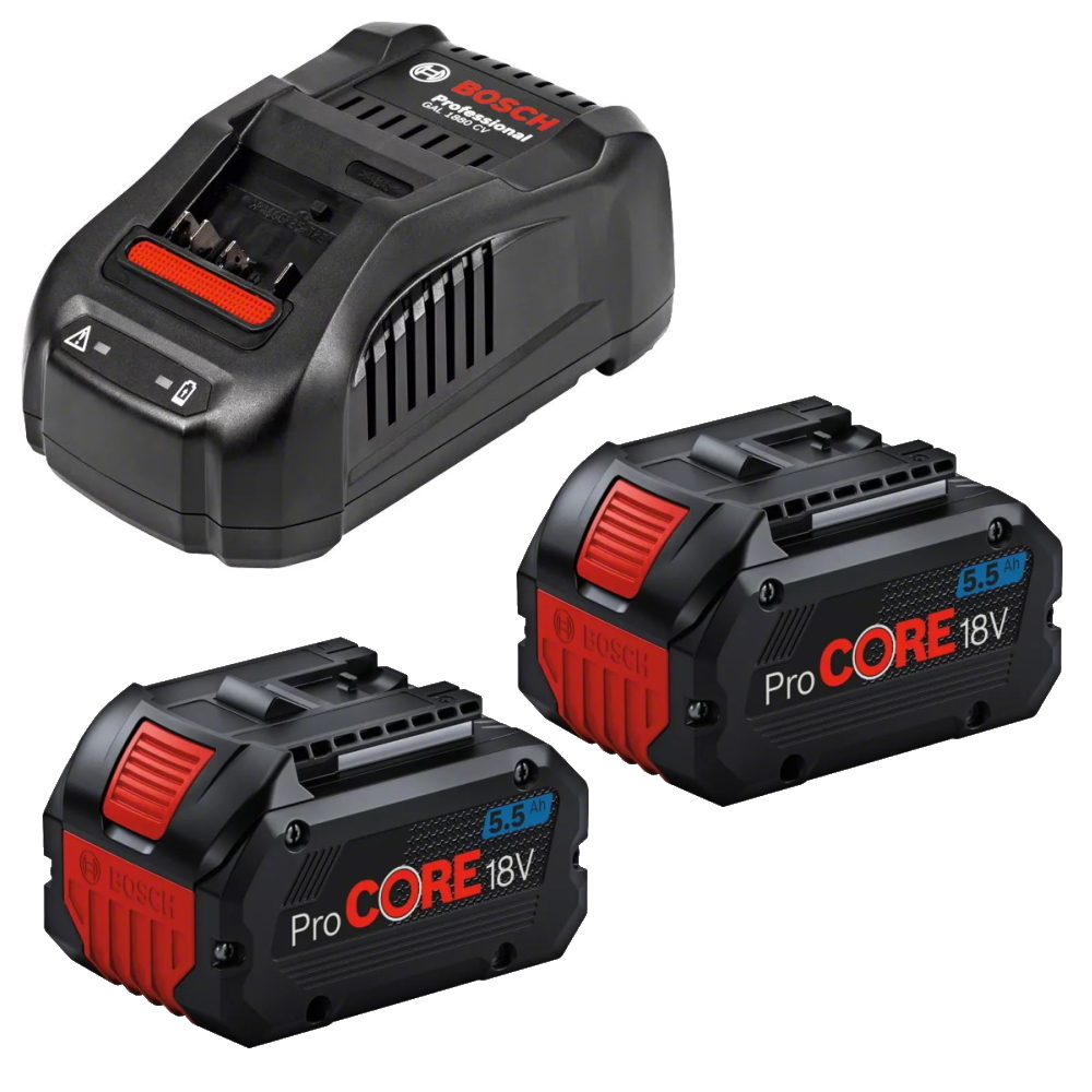 Bosch Starterset Procore 18V - 2x 5,5 Ah Akkus - 1x Ladegerät GAL1880CV