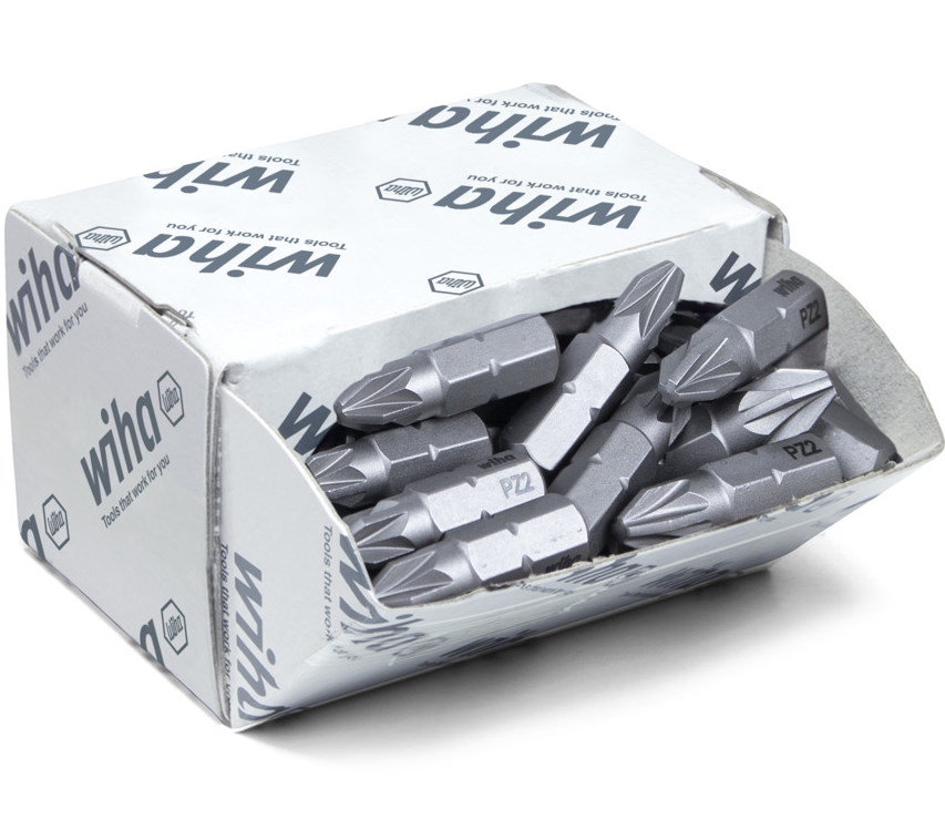 Wiha Bits Großpack Standard 25 mm - 08057 - 50 Stück - PZ2 - 1/4" C6,3