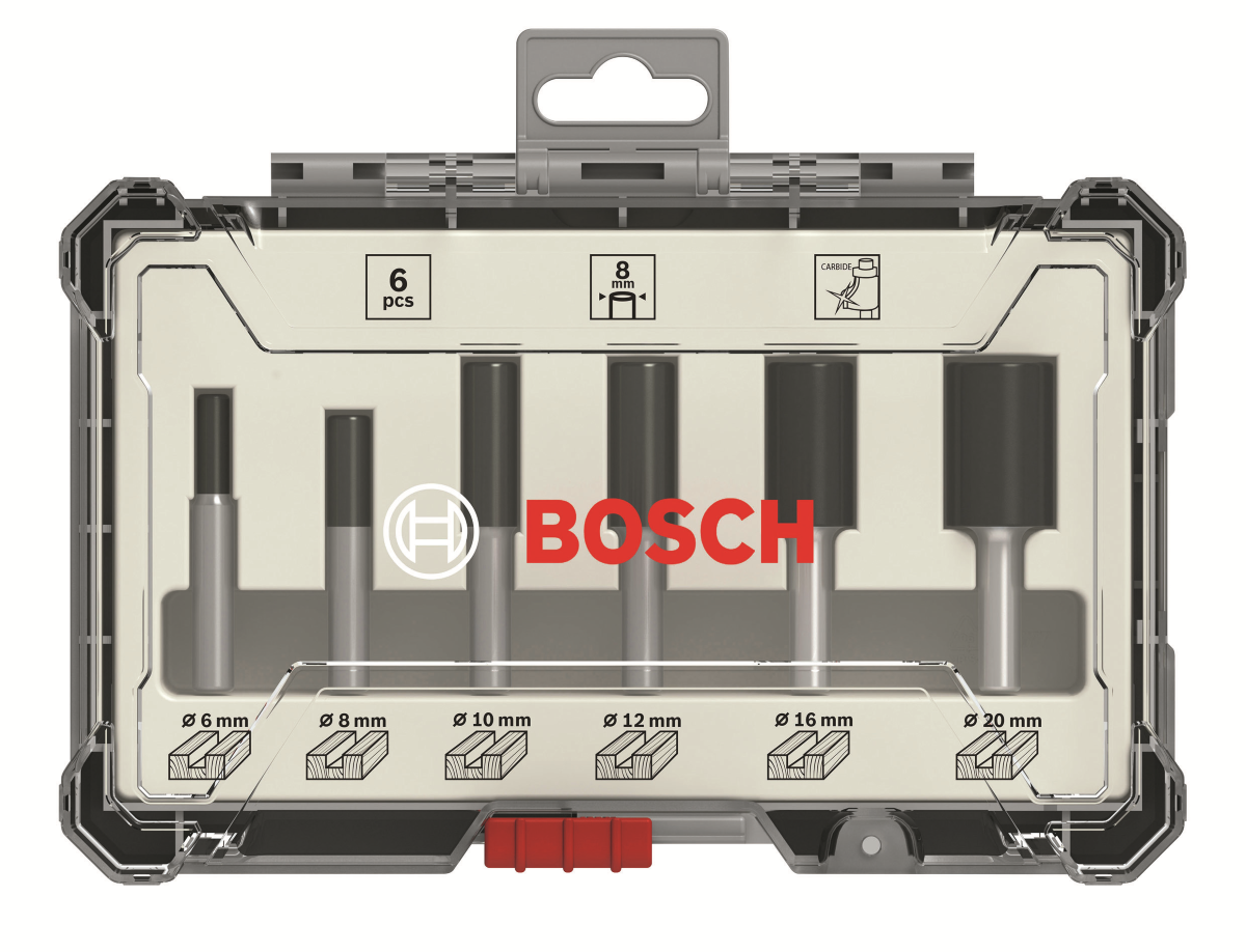 Bosch 6-teiliges Nutfräser-Set Nut Fräser - 8mm Schaft - 2 und 3 schneidig