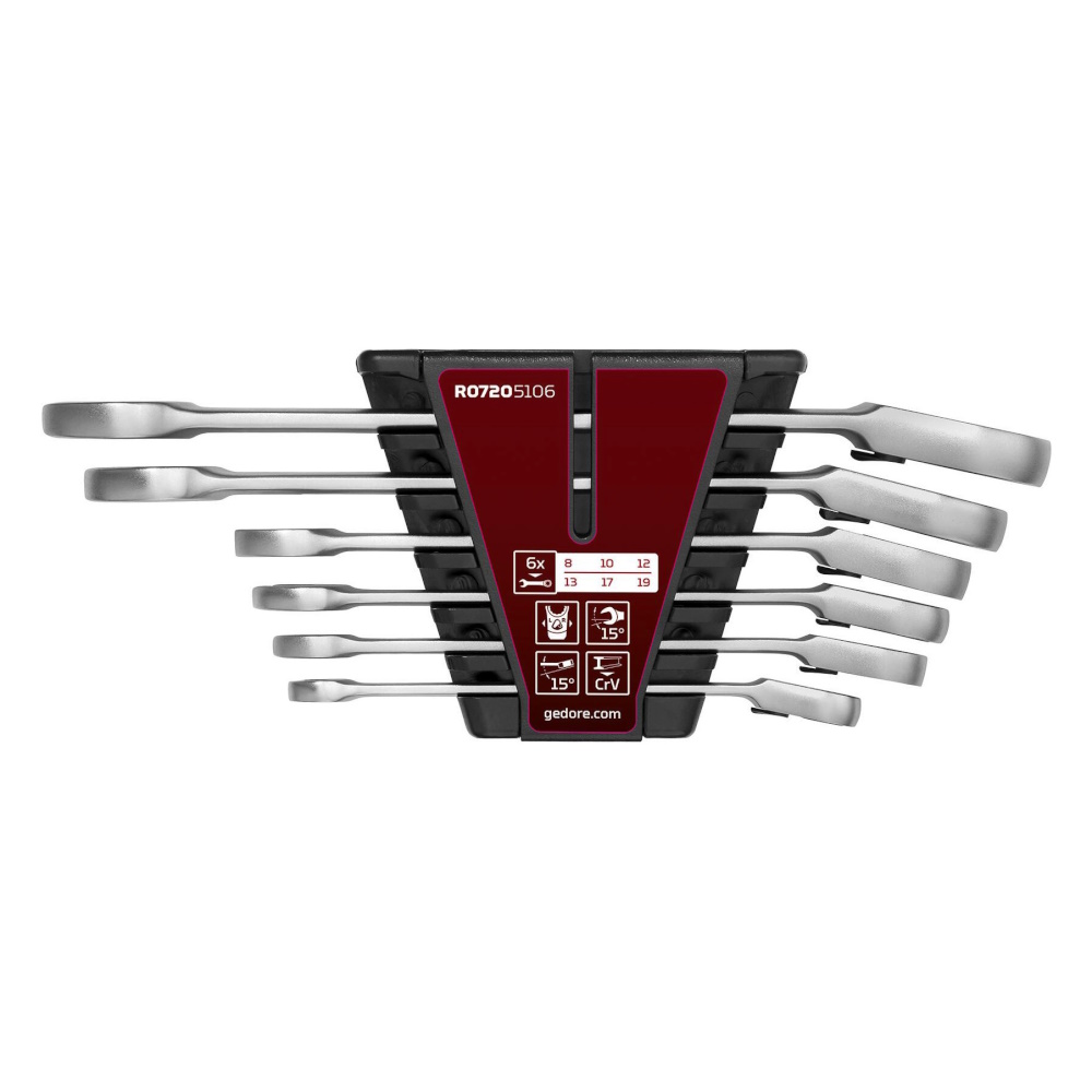 Gedore red Ringratschenmaulschlüssel-Satz 6-teilig - 8-19 mm - R07205106