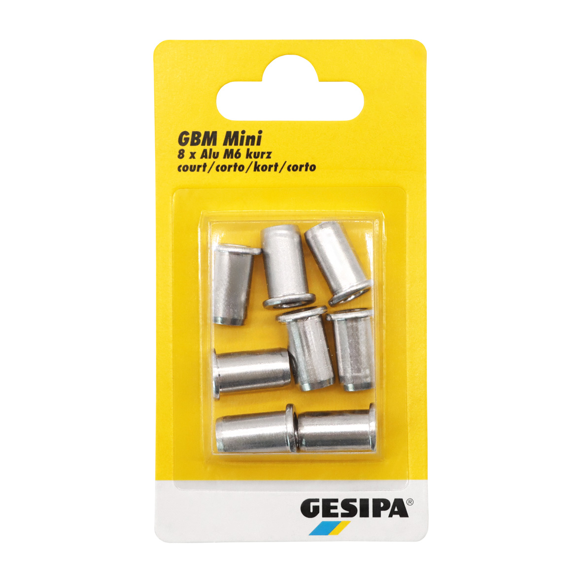 Gesipa Blindnietmuttern Mini-Pack - 8 Stück - M 6 Kurz - Alu - 1433673