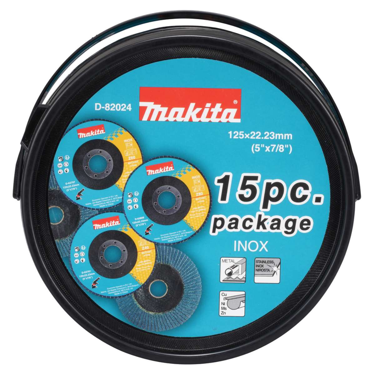 Makita Fächerscheiben-Set D-82024 - 125 mm - Z40/60/80 - INOX - 15-tlg.