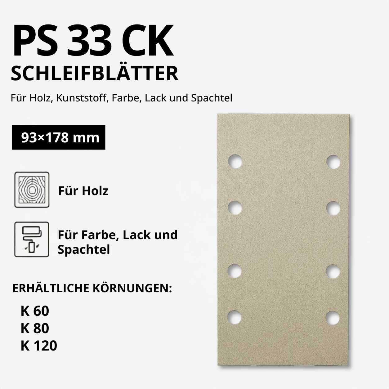 Klingspor PS 33 CK Streifen kletthaftend, 93 x 178 mm Lochform GL17