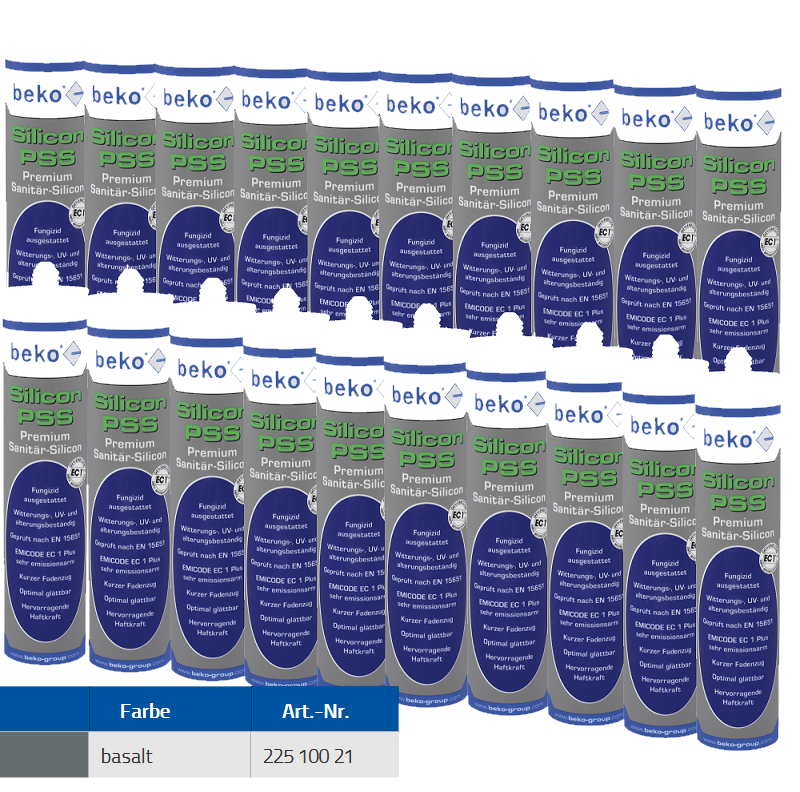 Beko 20x Premium Sanitär Silicon 310ml - PSS Silicon Premium - basalt