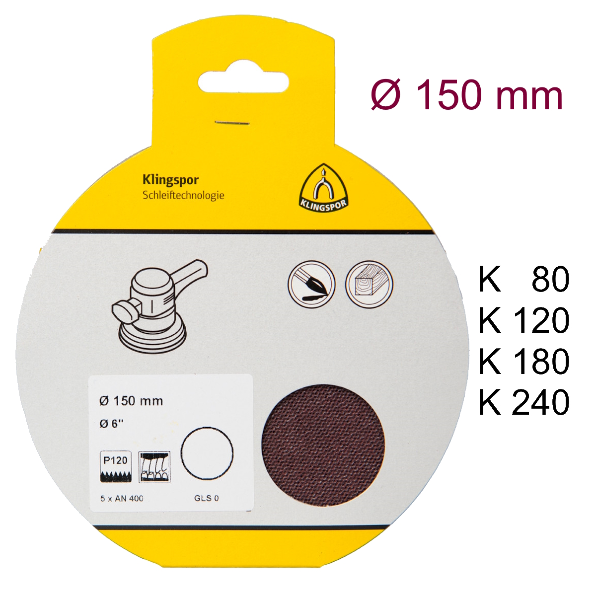 Klingspor Schleifgitter AN 400 SB verpackt - 150 mm Ø - kletthaftend