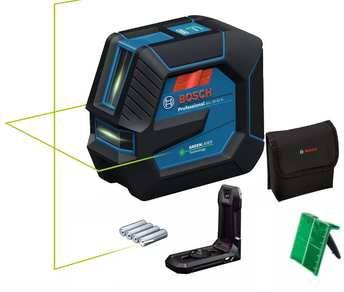 Bosch GLL 20-22 G Linienlaser - 0601065600 - Tasche - Halterung - 4x Batterie (AA)