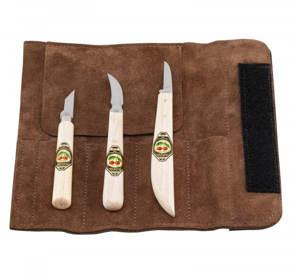 Kirschen Schnitzmessersatz 3307000 - Leder-Tasche - 3-teilig - diverse Klingen