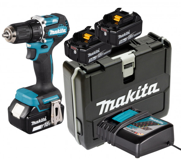 Makita Akku-Bohrschrauber DDF487RFE3 - Koffer - inkl. Ladegerät + 3x 3Ah Akkus