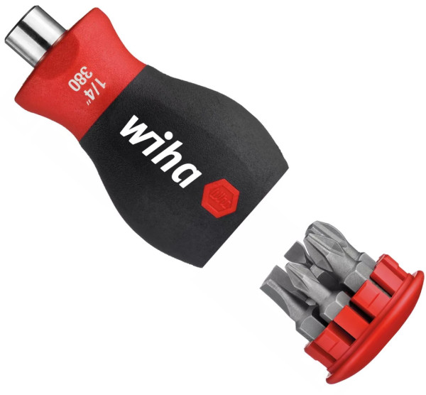 Wiha Schraubendreher mit Bit Magazin - Phillips/Schlitz - 6 Bits - 1/4" - 33738