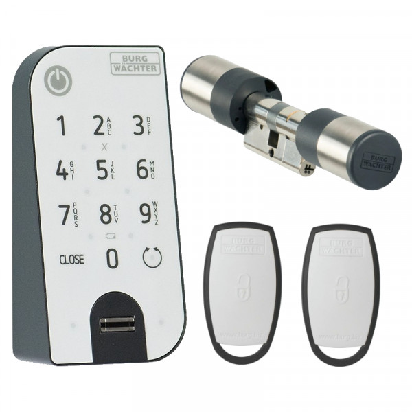 Burg Wächter Türschloss secuENTRY easy 7602 FP Fingerprint mit 2 Transponder