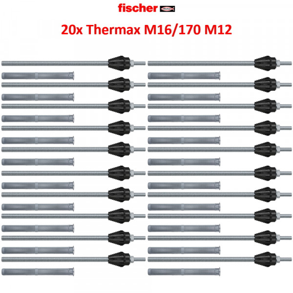 Fischer Dübel THERMAX M16/170 M12 - 20 Stück - Abstandsmontagesystem gvz - 51293