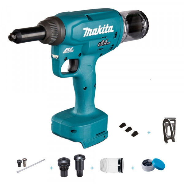 Makita Akku-Blindnietsetzgerät DRV250Z - 18V - 2,4-6,4mm - 20000 N - Hub 30mm