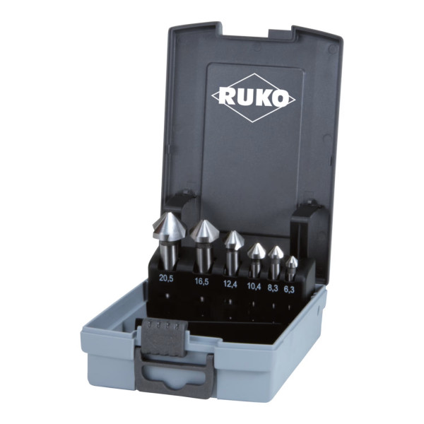 Ruko Kegelsenker-Satz - 6-tlg. - DIN 335 Form C 90° HSS - 6,3-20,5mm - 102152RO