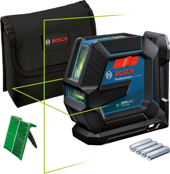Bosch GLL 2-15 G Linienlaser - grün - IP65 - 4x1,5V LR6 - 0601063W00