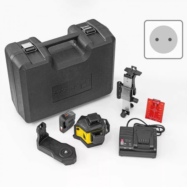 STABILA Multilinien-Laser LAX 600 - 12V - rot - 7-tlg - 3 x 360° - Akku + Ladegerät